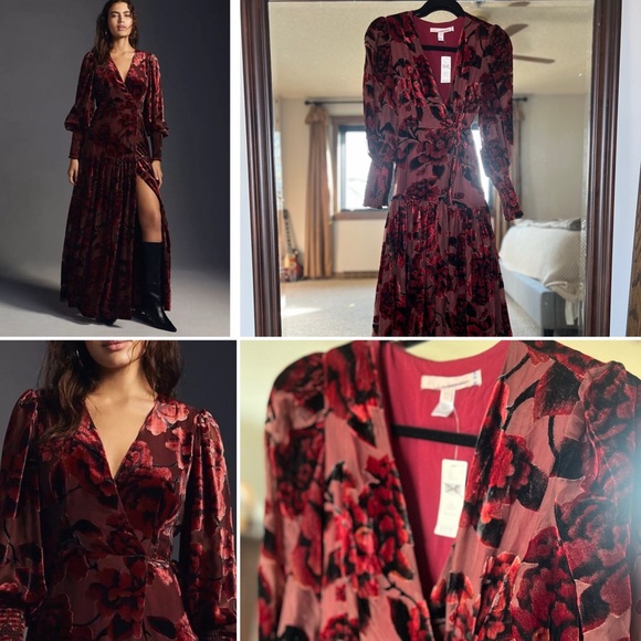 Anthropologie HUTCH velvet floral maxi wrap dress - Picture 1 of 9